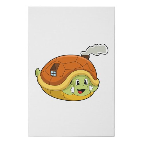 Turtle with Shell as House Faux Canvas Print