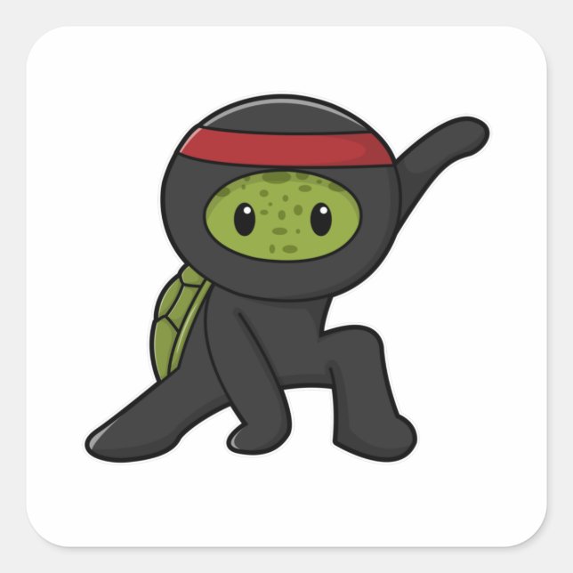 Turtle with Shell as Ninja Square Sticker (Front)
