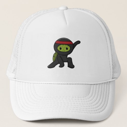 Turtle with Shell as Ninja Trucker Hat