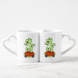 Turtle with Shell as Skateboard Coffee Mug Set