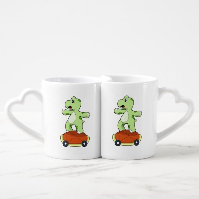 Turtle with Shell as Skateboard Coffee Mug Set (Front Nesting)