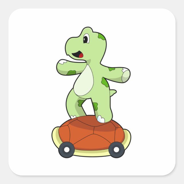 Turtle with Shell as Skateboard Square Sticker (Front)