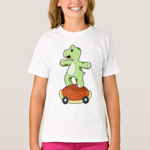 Turtle with Shell as Skateboard T_Shirt