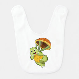 Turtle with Shell as Skydiver Baby Bib
