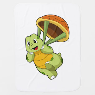 Turtle with Shell as Skydiver Baby Blanket