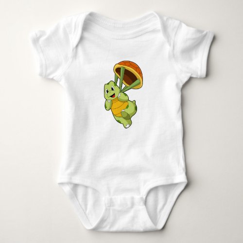Turtle with Shell as Skydiver Baby Bodysuit