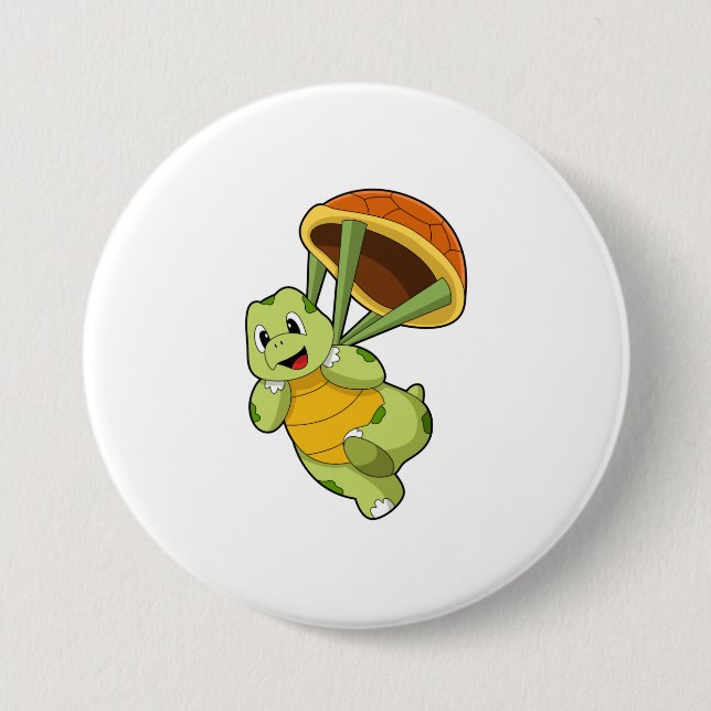 Turtle with Shell as Skydiver Button (Front)