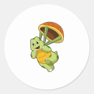 Turtle with Shell as Skydiver Classic Round Sticker