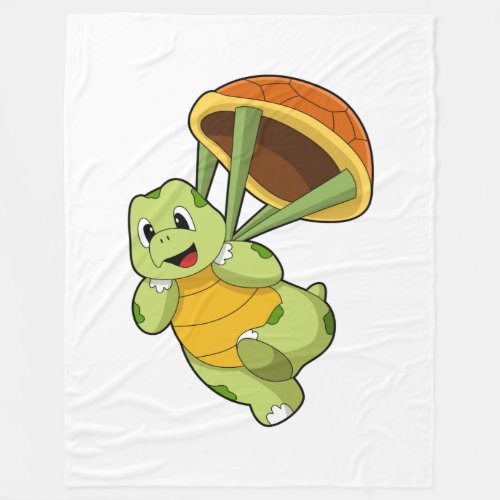 Turtle with Shell as Skydiver Fleece Blanket