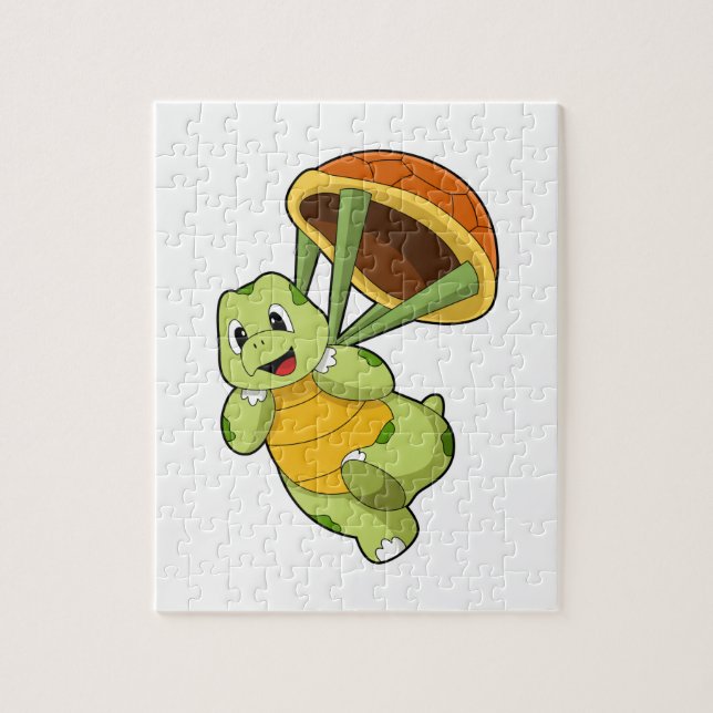 Turtle with Shell as Skydiver Jigsaw Puzzle (Vertical)