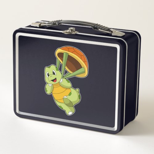 Turtle with Shell as Skydiver Metal Lunch Box