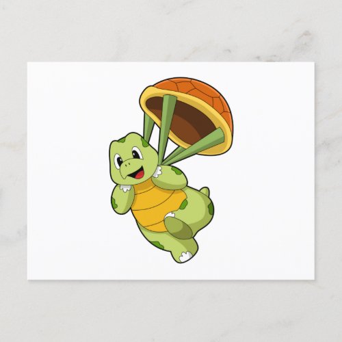 Turtle with Shell as Skydiver Postcard