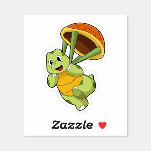 Turtle with Shell as Skydiver Sticker