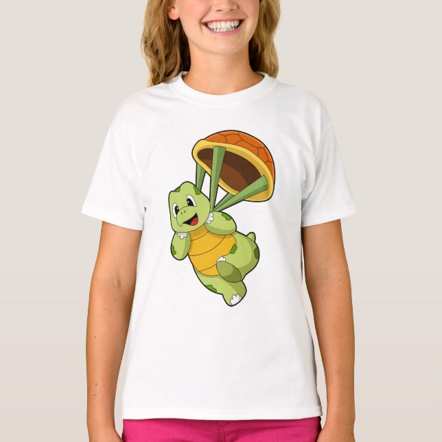 Turtle with Shell as Skydiver T-Shirt (Front)