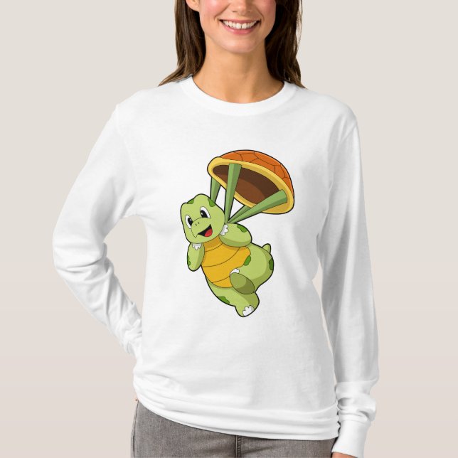 Turtle with Shell as Skydiver T-Shirt (Front)