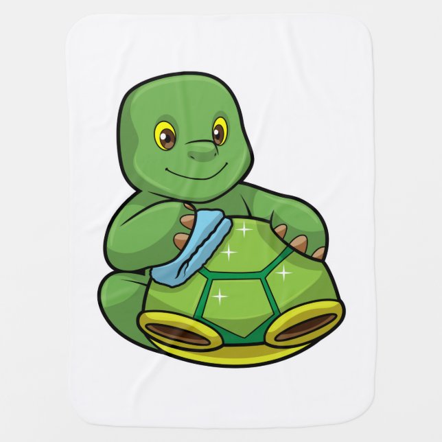 Turtle with Shell & Cleaning rag Baby Blanket (Front)