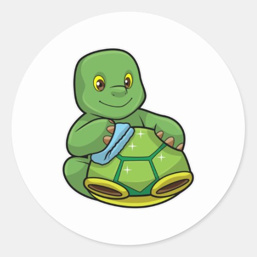 Turtle with Shell  Cleaning rag Classic Round Sticker