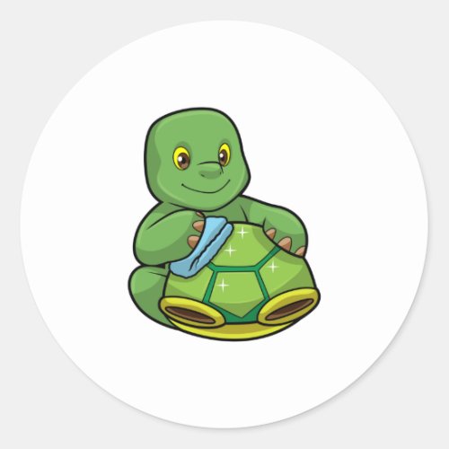 Turtle with Shell  Cleaning rag Classic Round Sticker