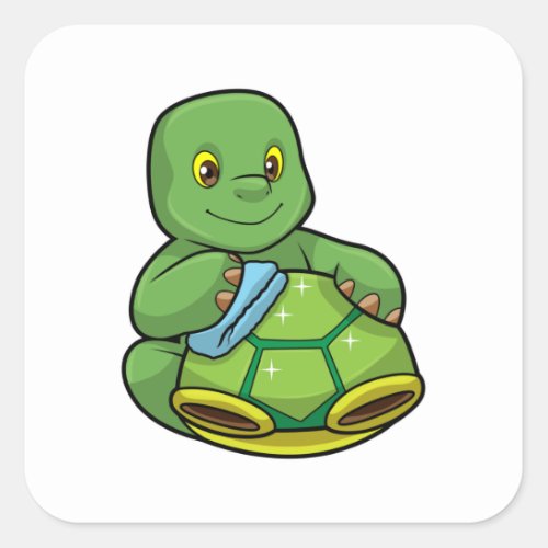 Turtle with Shell  Cleaning rag Square Sticker