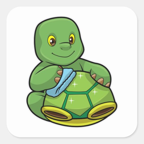 Turtle with Shell  Cleaning rag Square Sticker