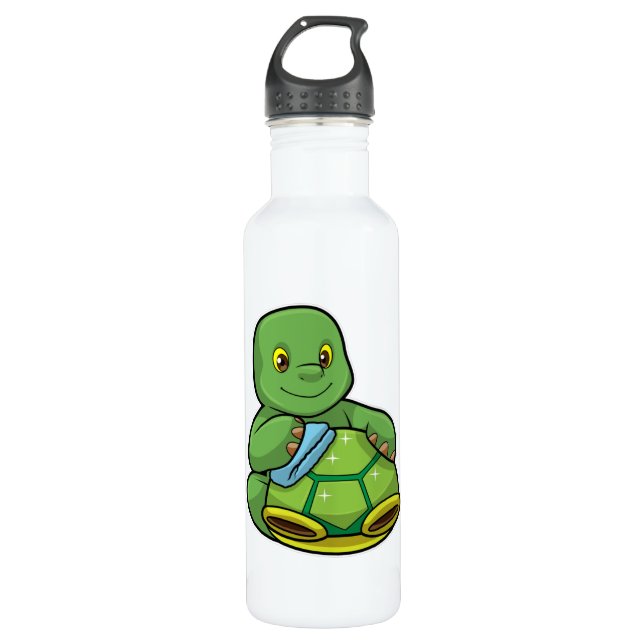 Turtle with Shell & Cleaning rag Stainless Steel Water Bottle (Front)