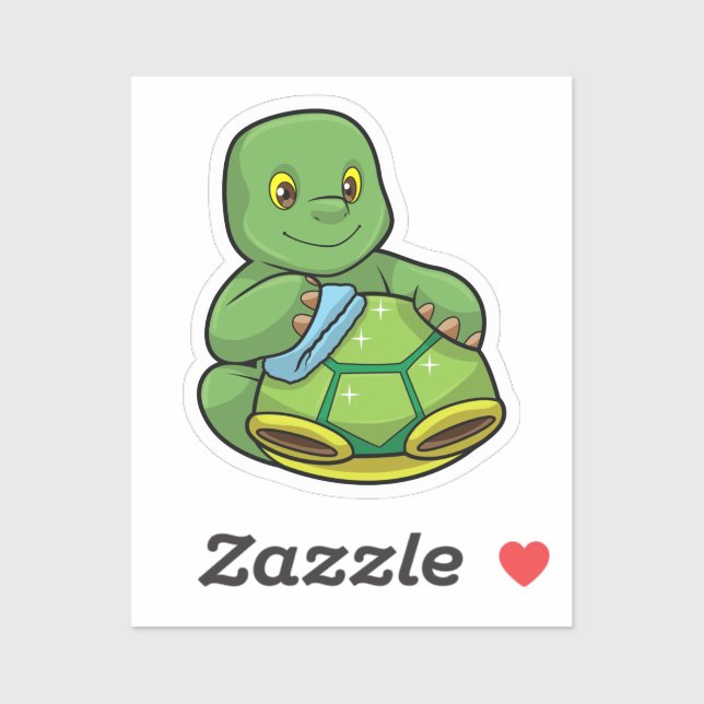 Turtle with Shell & Cleaning rag Sticker (Sheet)