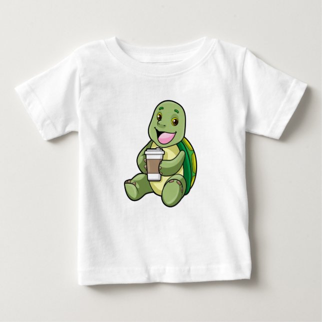 Turtle with Shell & Coffee to go Baby T-Shirt (Front)