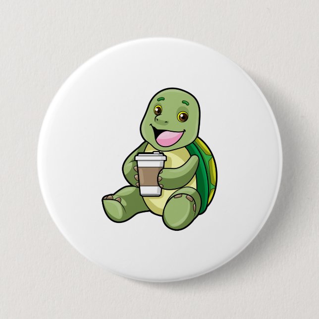 Turtle with Shell & Coffee to go Button (Front)