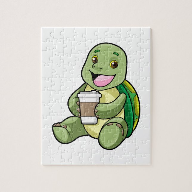 Turtle with Shell & Coffee to go Jigsaw Puzzle (Vertical)