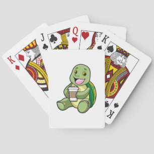 Turtle with Shell & Coffee to go Poker Cards