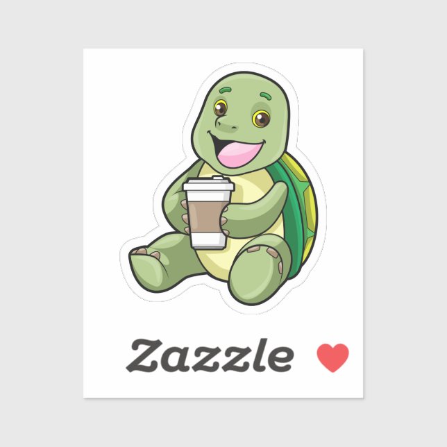 Turtle with Shell & Coffee to go Sticker (Sheet)