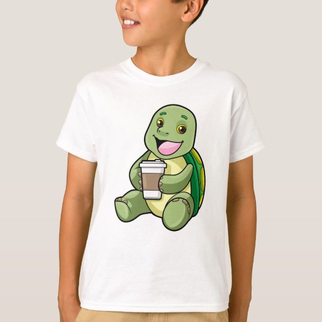 Turtle with Shell & Coffee to go T-Shirt (Front)