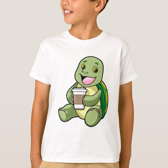 Turtle with Shell & Coffee to go T-Shirt (Front)