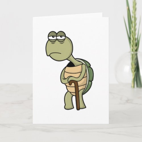 Turtle with Shell  Walking stick Card