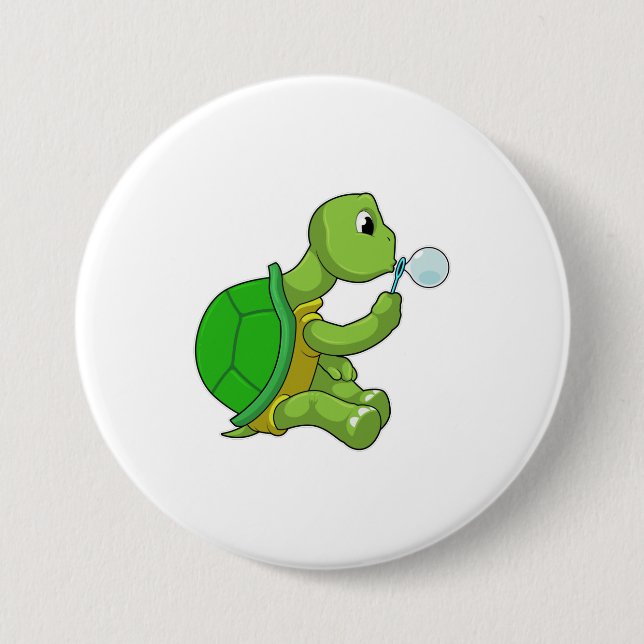 Turtle with Soap bubbles Button (Front)