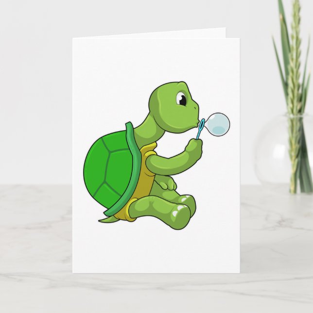 Turtle with Soap bubbles Card (Front)