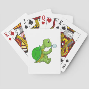 Turtle with Soap bubbles Poker Cards