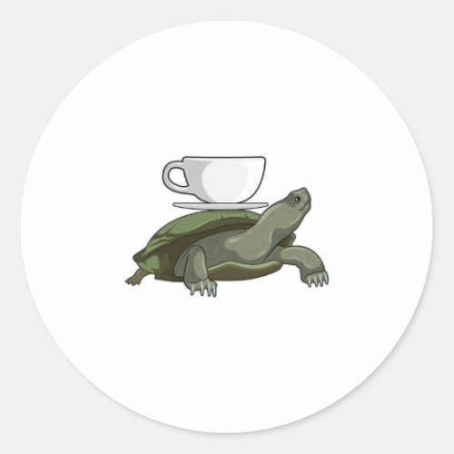 Turtle with Teacup Classic Round Sticker