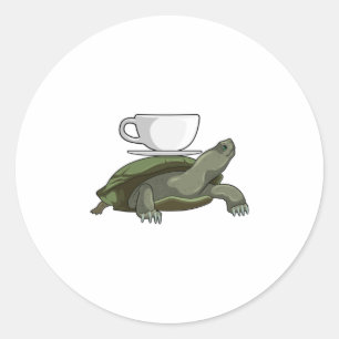 Turtle with Teacup Classic Round Sticker
