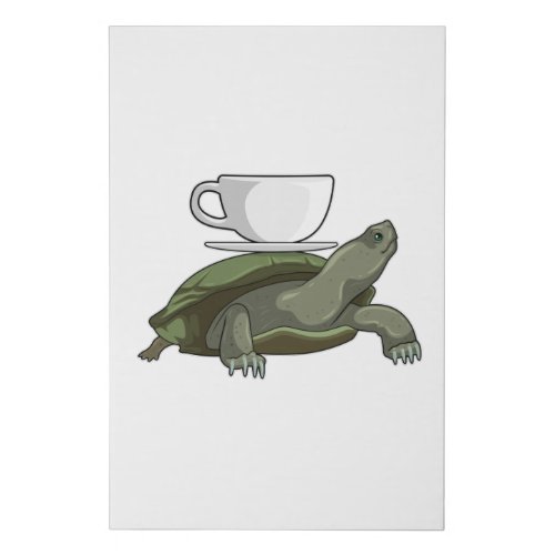 Turtle with Teacup Faux Canvas Print