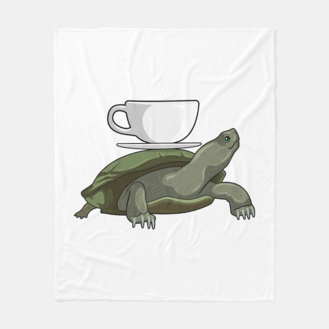 Turtle with Teacup Fleece Blanket (Front)