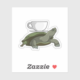 Turtle with Teacup Sticker