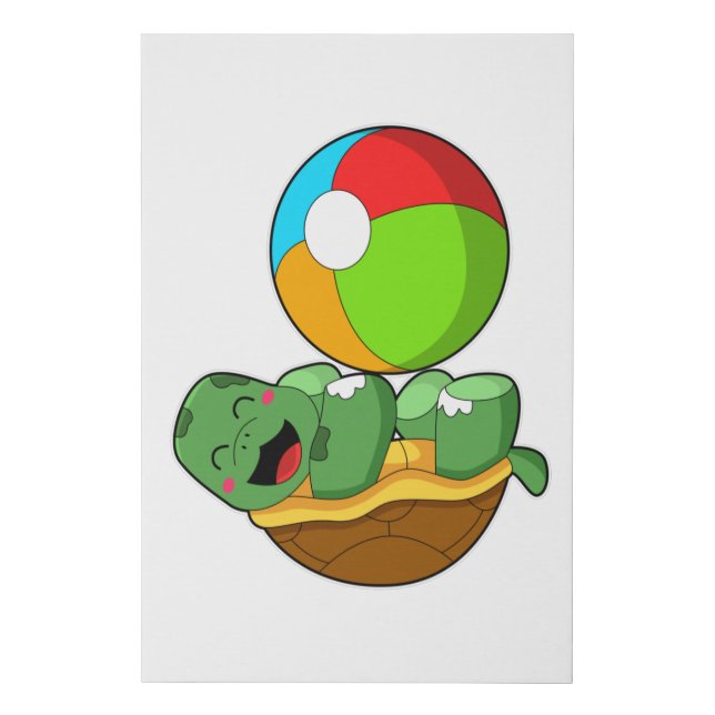 Turtle with Water polo Faux Canvas Print (Front)