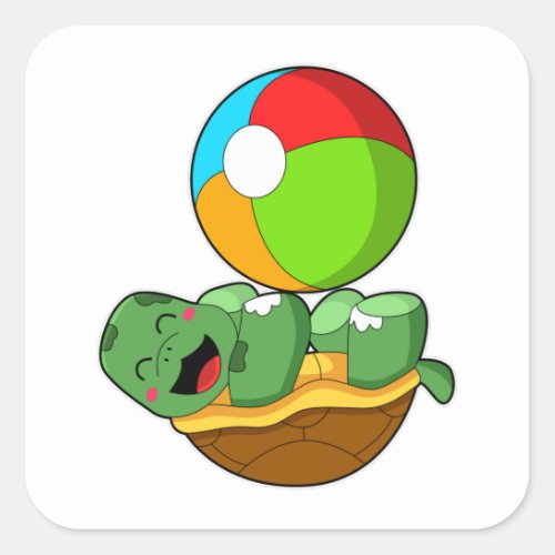 Turtle with Water polo Square Sticker