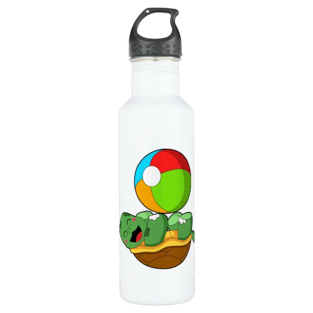 Turtle with Water polo Stainless Steel Water Bottle (Front)