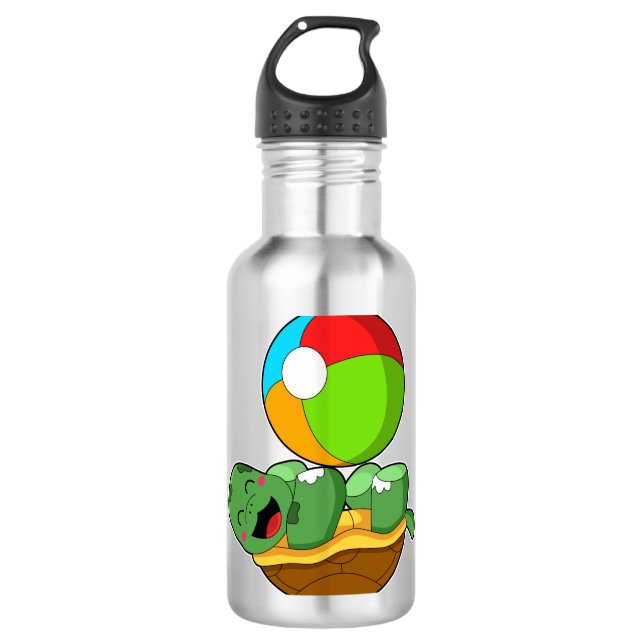 Turtle with Water polo Stainless Steel Water Bottle (Front)
