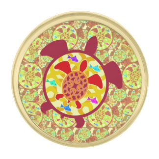 Turtle Within Turtle Gold Finish Lapel Pin