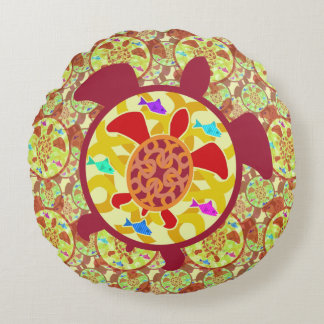 Turtle Within Turtle Round Pillow