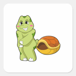 Turtle without Shell Shy.PNG Square Sticker