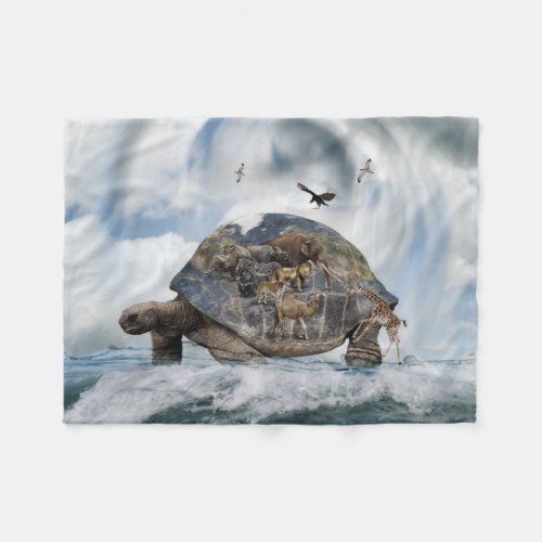 Turtle World Animals Small Fleece Blanket